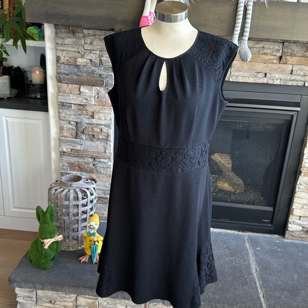 Nanette Lepore keyhole neck lace midi dress